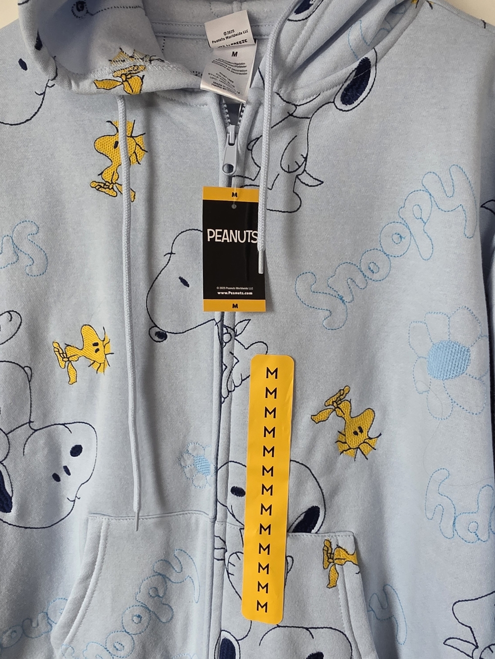 Peanuts Light Blue Snoopy & Woodstock Zip-Up Hoodie - Picture 4 of 8